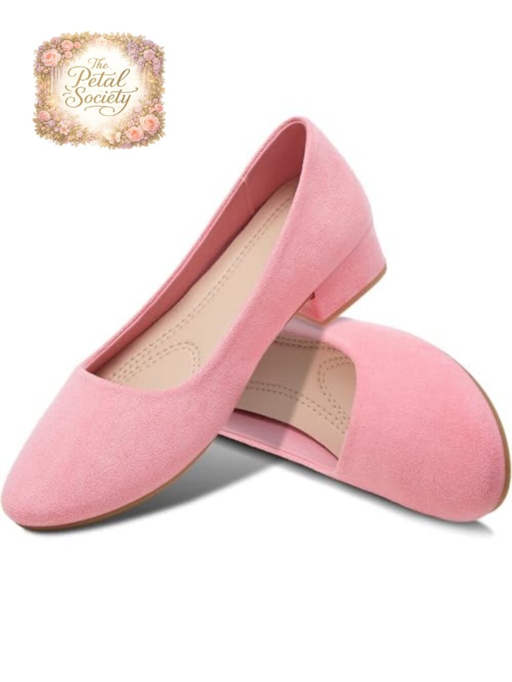 Women's Faux Suede Low Chunky Heel Round Toe Dress Pumps